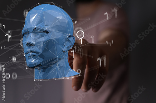 Human head cyber mind digit...