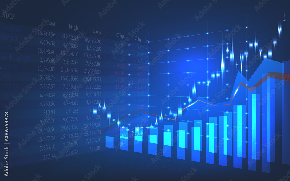Stock market chart background in perspective graphic design for financial investment concept