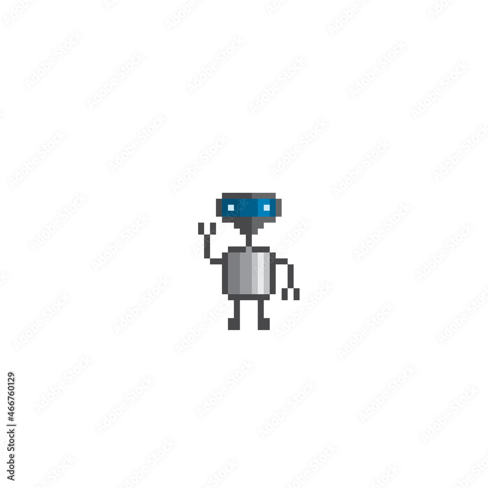 Robot. Artificial Intelligence Related. Android, Humanoid Robot, Thinking Machine. Design for logo, stickers, web, mobile app. Pixel art. Old school computer graphic. 8 bit video game. Game assets. Robot. Artificial Intelligence Related. Android, Humanoid Robot, Thinking Machine. Design for logo, stickers, web, mobile app. Pixel art. Old school computer graphic. 8 bit video game. Game assets.