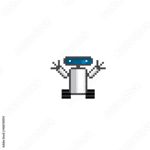 Robot. Artificial Intelligence Related. Android, Humanoid Robot, Thinking Machine. Design for logo, stickers, web, mobile app. Pixel art. Old school computer graphic. 8 bit video game. Game assets.