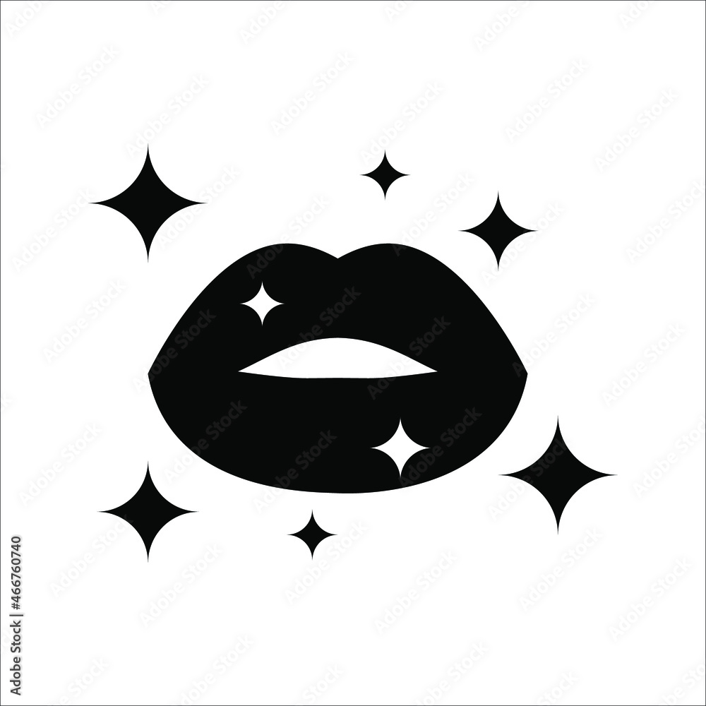 Vector icons of female lips on white background. color editable