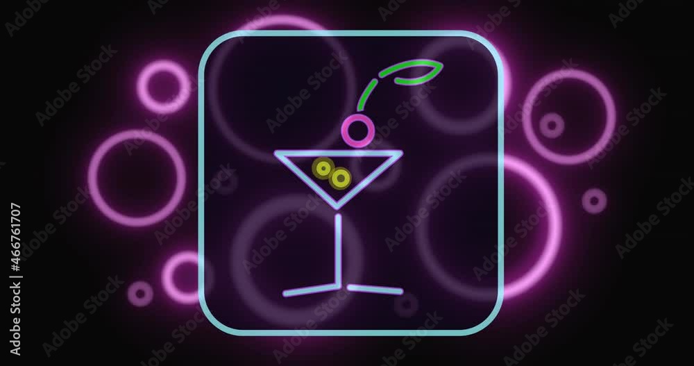 Animation of drink icon over pink circles Animation of drink icon over pink circles