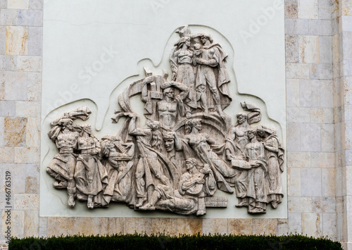 Details from the building of Romanian Athenaeum (Ateneul Roman) concert hall photo