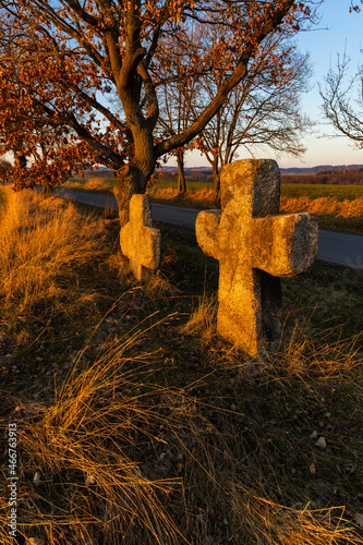 Reconciliation crosses near Milhostov, Western Bohemia, Czech Republic photo