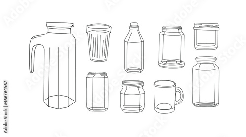 set of glass jars  bottles and glasses