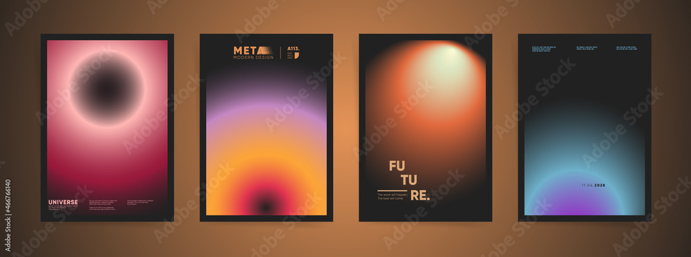Abstract blurred black gradient cover template design set for poster, brochure, home decor, presentation. Smooth circular gradient fashion concept. Vector vertical aesthetic premium futuristic layout
 - obrazy, fototapety, plakaty 