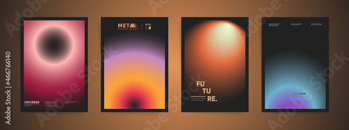 Abstract blurred black gradient cover template design set for poster, brochure, home decor, presentation. Smooth circular gradient fashion concept. Vector vertical aesthetic premium futuristic layout
