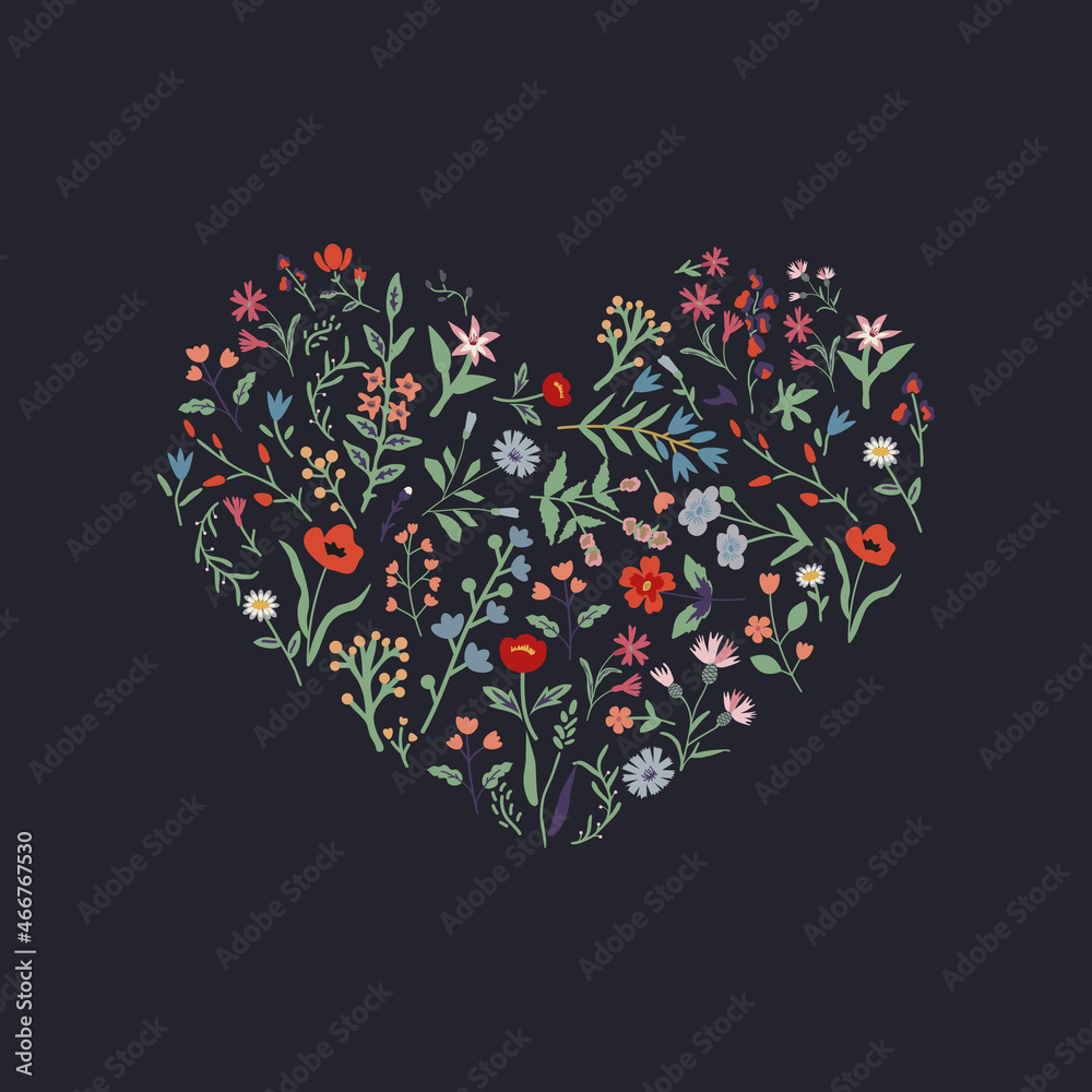 Floral isolated heart Floral isolated heart