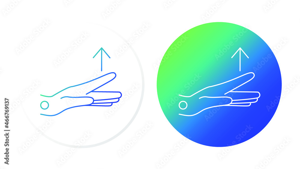 Carpal tunnel syndrome, two icons, lifting fingers in turn Carpal tunnel syndrome, two icons, lifting fingers in turn