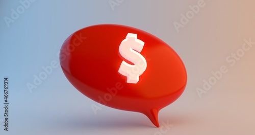 Bubble red chat 3D dollar