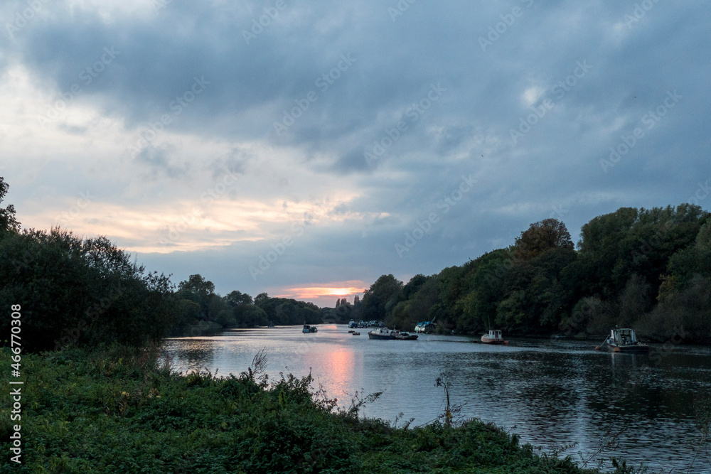 sunset over the river