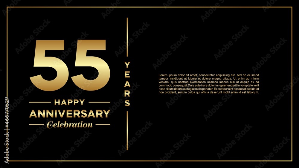55th years anniversary, vector design for anniversary celebration with gold color on black background, simple and luxury design. logo vector template 55th years anniversary, vector design for anniversary celebration with gold color on black background, simple and luxury design. logo vector template