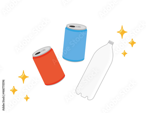 缶とペットボトル　リサイクル　ベクターイラスト