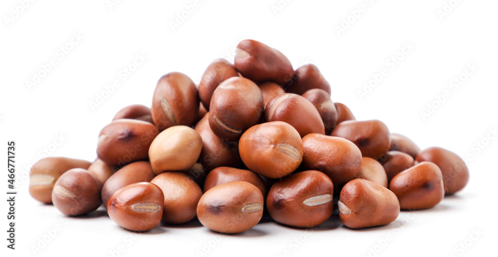 Dried brown beans heap on a white background. Isolated Dried brown beans heap on a white background. Isolated
