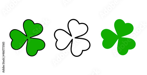 Leaf clover isolated, St Patrick's Day, set of clovers