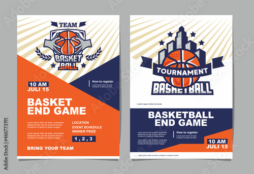BASKETBALL tournament event poster and bowling BASKET logo