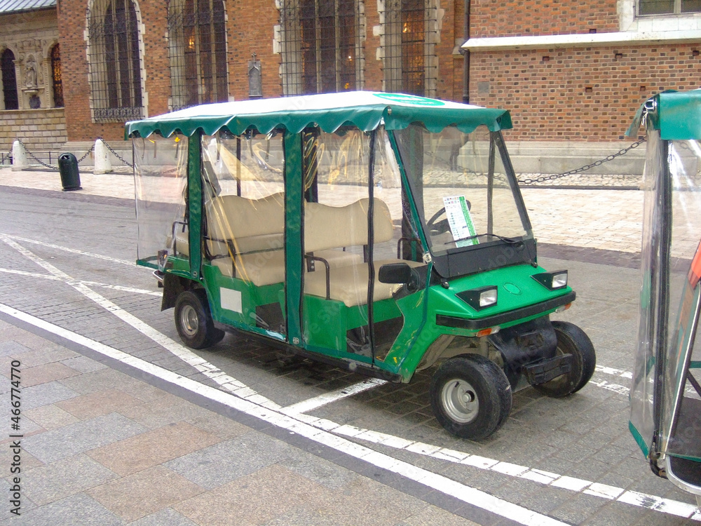 Tourist special electric car for walking around the old city without passengers