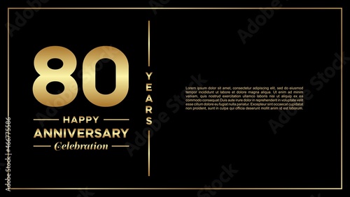 80th years anniversary, vector design for anniversary celebration with gold color on black background, simple and luxury design. logo vector template