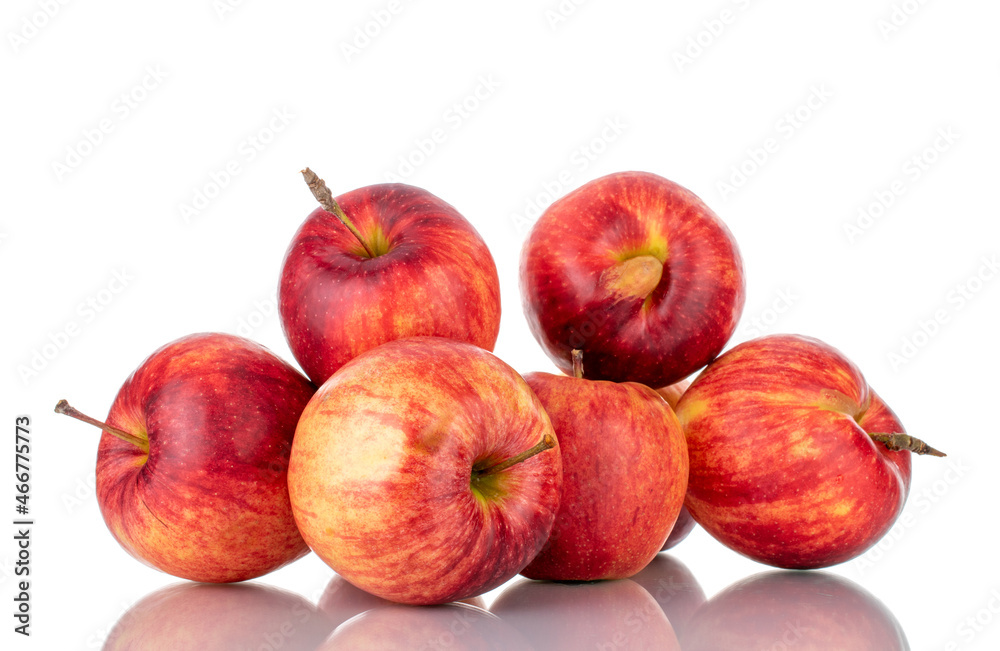 Several juicy red apples, close-up isolated on white.