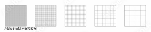 Set of grid. Grid templates, isolated on white background. Set of grid pattern background. Graph paper. Square grid lines black background. Vector illustration.