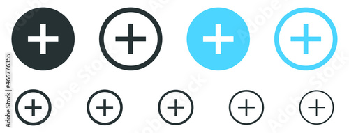 Add, new, plus icon symbol - create icons, more button in filled, thin line, outline and stroke style for apps and website photo