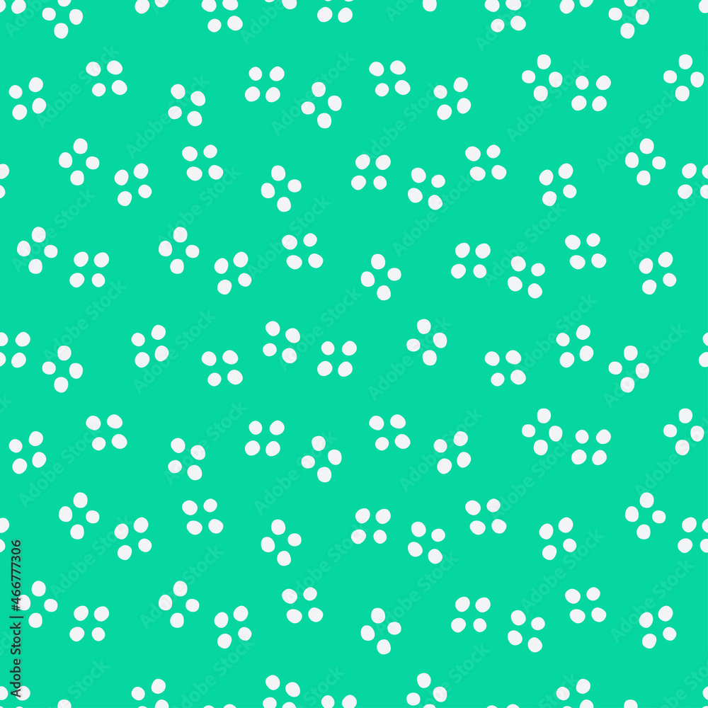 Green seamless pattern with white dots. Green seamless pattern with white dots.