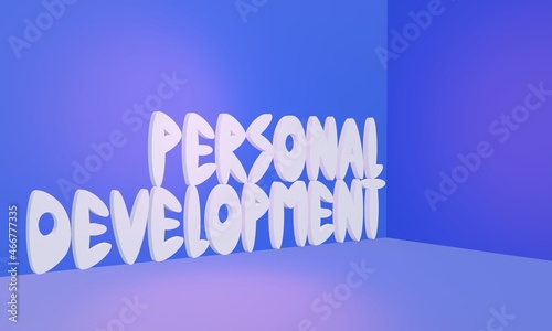 3d lettering personal development white text in the box. Personal growth phrases, educated words for advertising, cover banner, marketing. photo