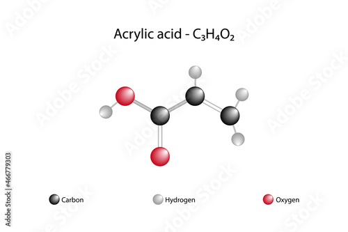 Molecular formula of acrylic acid. Acrylic acids are colorless and pungent-smelling acids that exist as liquids at room temperature and pressure.