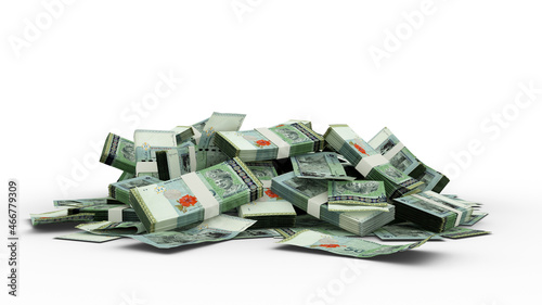 3D  Stack of 50 Malaysian ringgit notes Isolated on white background photo