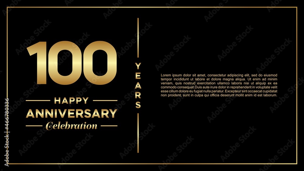 100th years anniversary, vector design for anniversary celebration with gold color on black background, simple and luxury design. logo vector template 100th years anniversary, vector design for anniversary celebration with gold color on black background, simple and luxury design. logo vector template