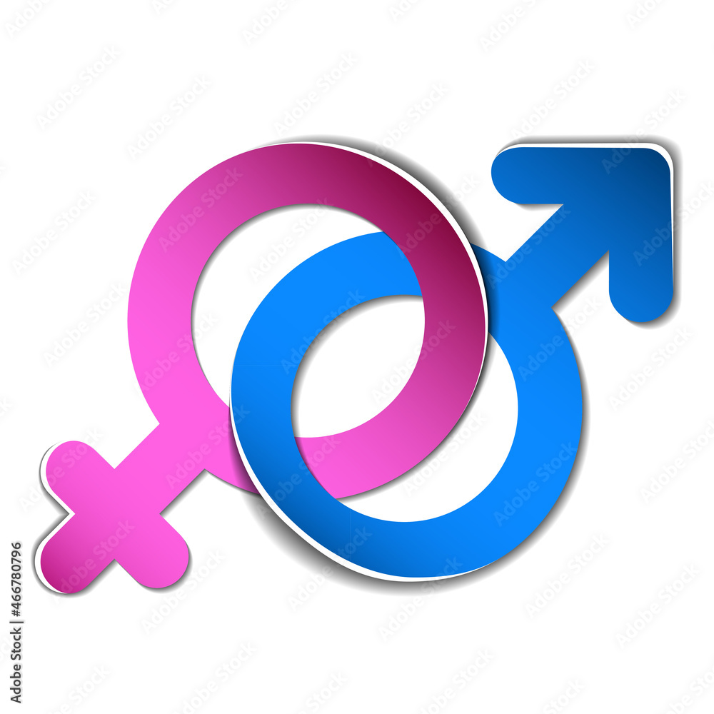 Paper male and female linked gender icons Paper male and female linked gender icons