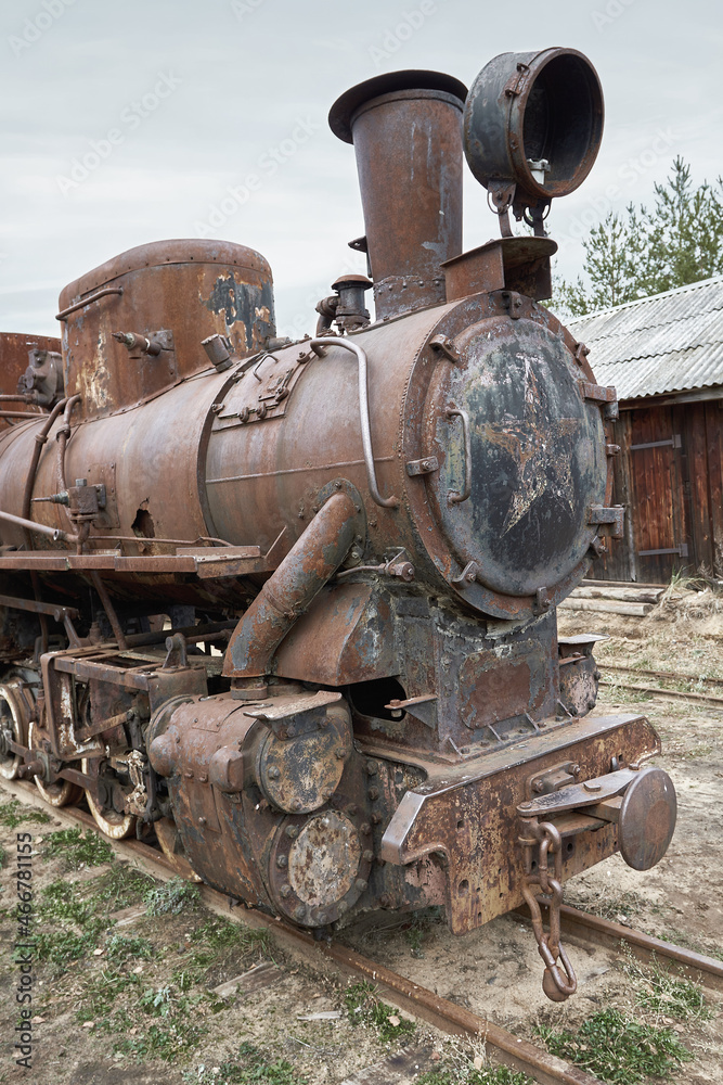 Old steam locomotive on the railway Old steam locomotive on the railway