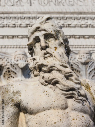 Neptune or Poseidon statue at the gates of Arsenal, Venice, Italy