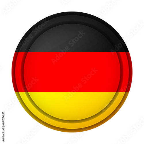 Glass light ball with flag of Germany. Round sphere  template icon. German national symbol. Glossy realistic ball  3D abstract vector illustration highlighted on a white background. Big bubble