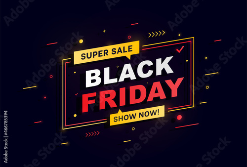 Big Sale. Black friday sale banner layout design. Night bright advertisement. Vector illustration for retail, sale, promotion, advertising design. Vector illustration.