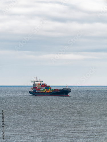 Container ship with copy space.