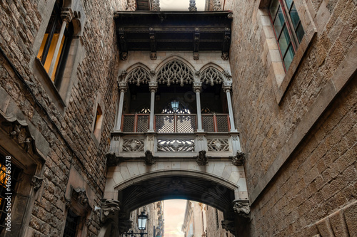 El Pont del Bisbe (Bishop’s Bridge) One of the most photographed sights in Barcelona's Gothic Quarter photo