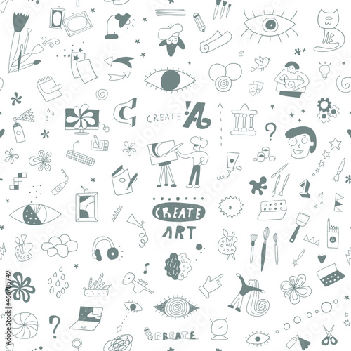 art tools seamless vector background
