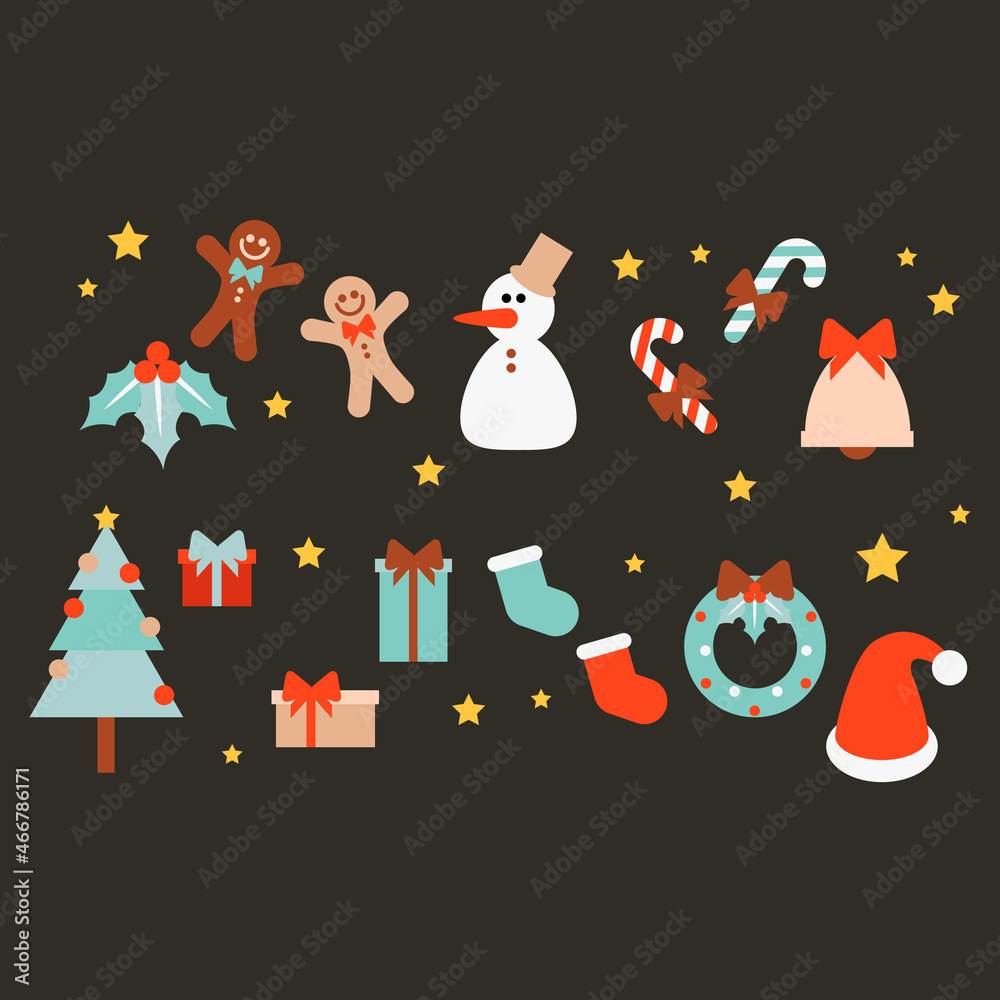 Christmas celebration cliparts chrismas tree cookies snowman presents snowflakes socks candy 