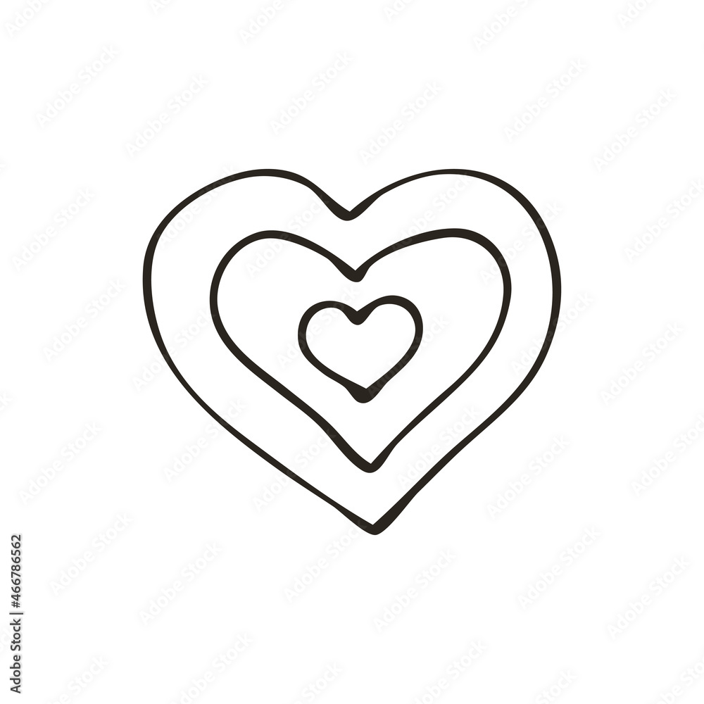 Doodle heart icon. Love symbol. Cute hand drawn vector graphic illustration isolated on white background. Simple outline style sign. Art sketch pattern Doodle heart icon. Love symbol. Cute hand drawn vector graphic illustration isolated on white background. Simple outline style sign. Art sketch pattern