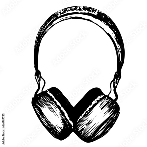 Black doodle headphones vector illustration