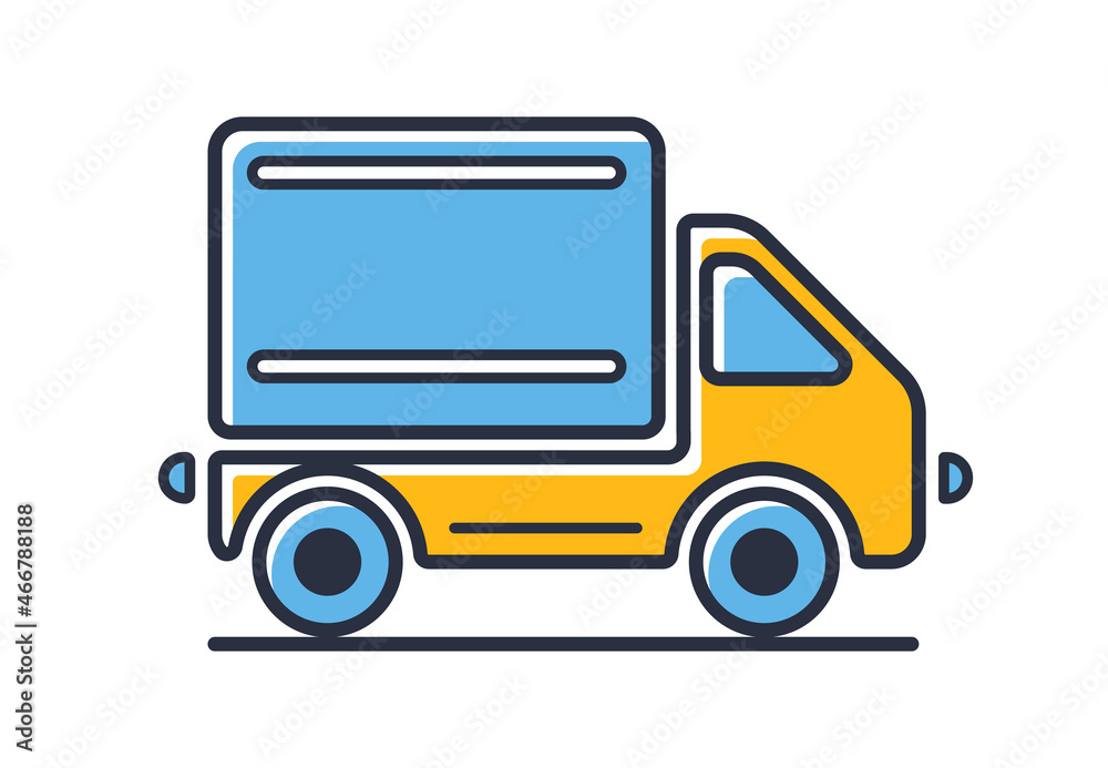 Delivery Lorry icon. Truck concept isolated on white background. Design elements, colored. Element for mobile concepts and web apps. Flat style vector illustration. Delivery Lorry icon. Truck concept isolated on white background. Design elements, colored. Element for mobile concepts and web apps. Flat style vector illustration.