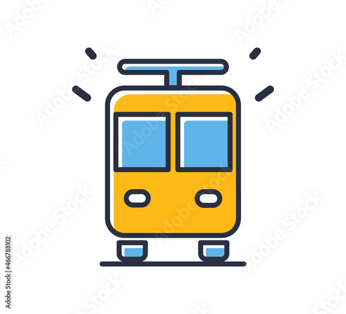 Trolleybus icon. City transport sign isolated on white background. Design elements, colored. Element for mobile concepts and web apps. Flat style vector illustration.