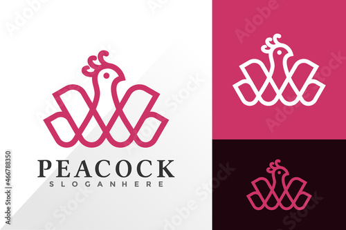 Beauty peacock logo vector design. Abstract emblem, designs concept, logos, logotype element for template