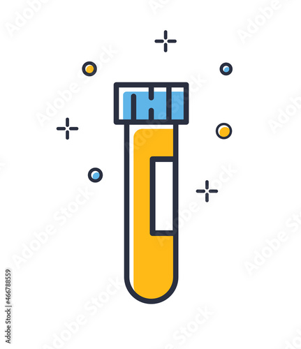 Blood tube icon. Tube with disease test isolated on white background. Design elements, colored. Element for mobile concepts and web apps. Flat style vector illustration.