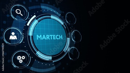 Martech marketing technology concept on virtual screen interface. Business, Technology, Internet and network concept photo