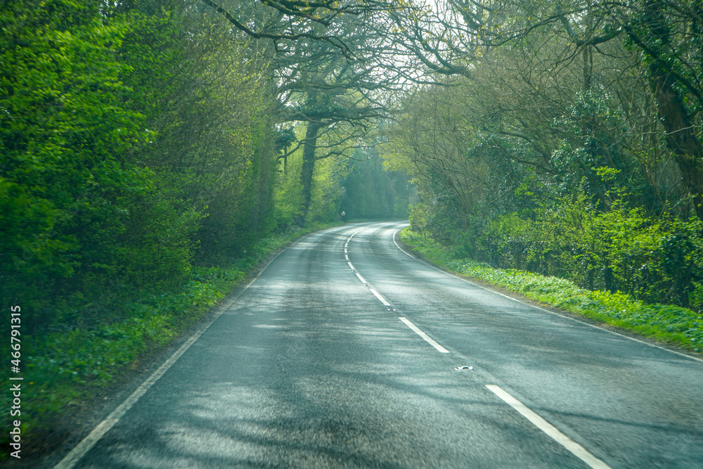 Winding two lane country road in the UK
