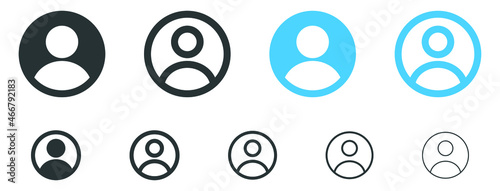 profile user icon, login account sign, male person profile avatar symbol in circle