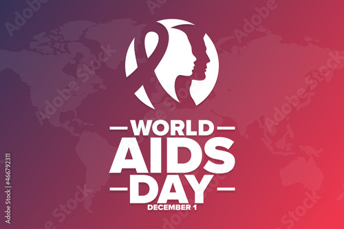 World AIDS Day. December 1. Holiday concept. Template for background, banner, card, poster with text inscription. Vector EPS10 illustration.