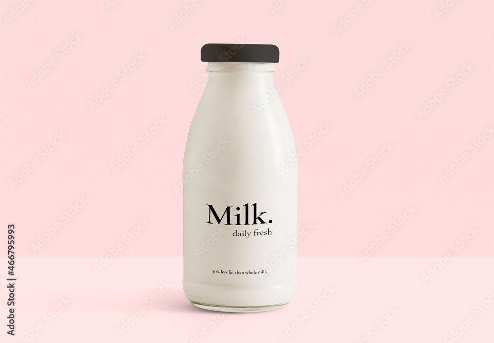 Glass Milk Bottle Mockup Stock Template | Adobe Stock